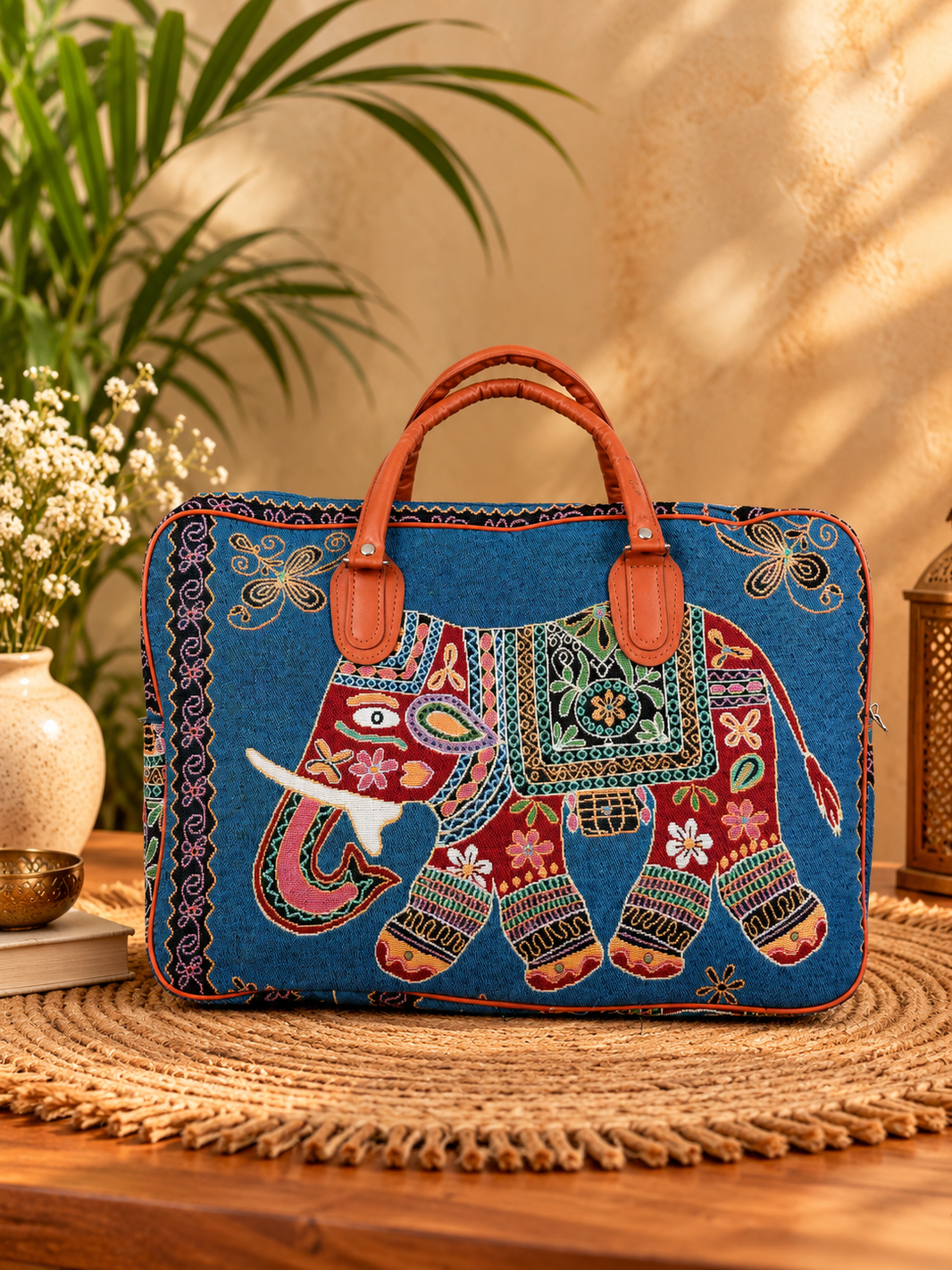 Handcrafted Kutch Elephant Embroidered Laptop Bag – The Maharaja