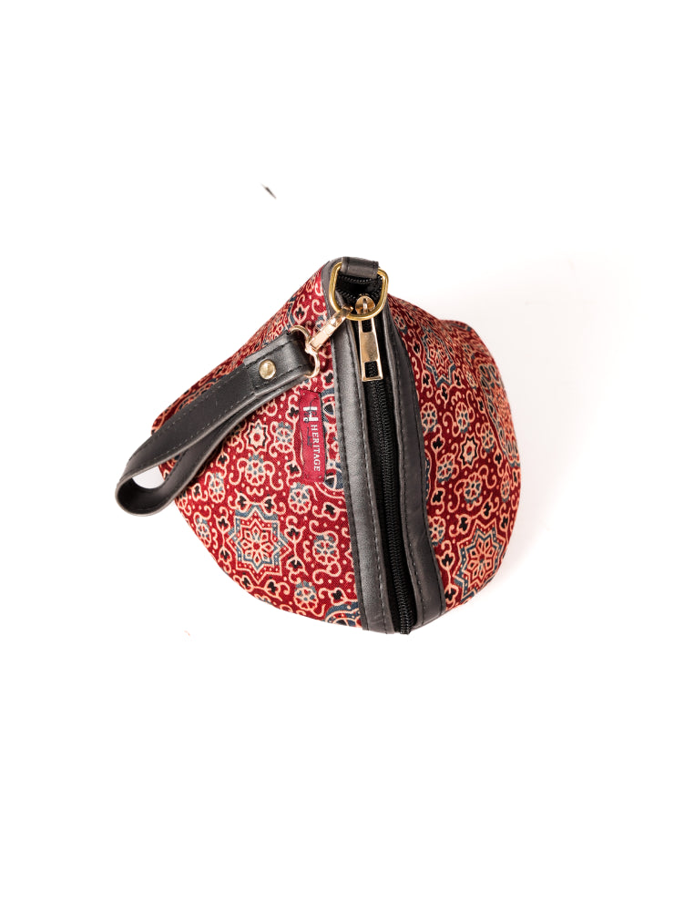 Hand Block Printed D-Shape Sling Bag - Heritage Haat