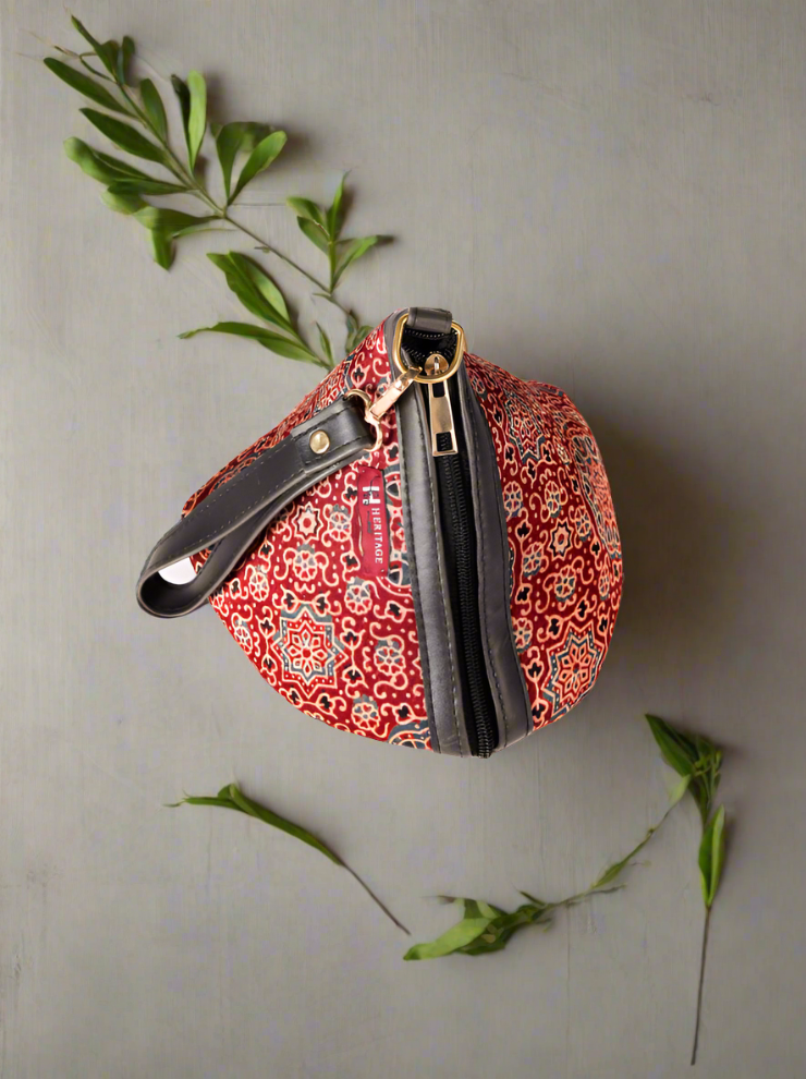 Hand Block Printed D-Shape Sling Bag - Heritage Haat