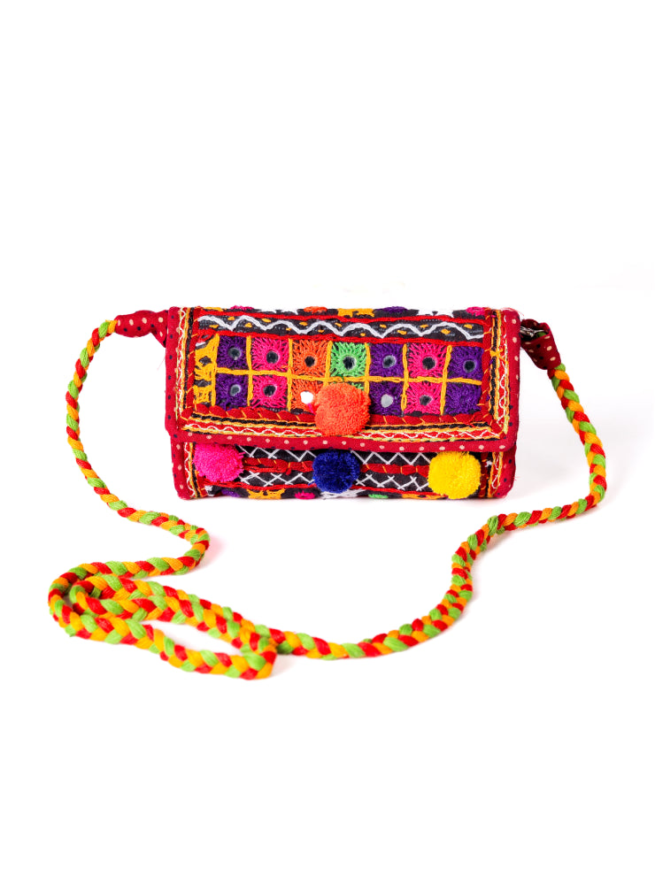 Handcrafted Kutch Magic: Multicolor Mirror Work Sling Bag - Heritage Haat