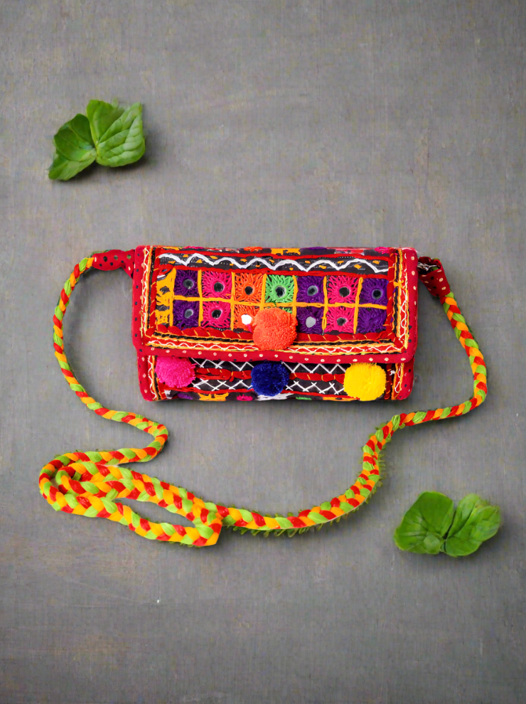 Handcrafted Kutch Magic: Multicolor Mirror Work Sling Bag - Heritage Haat