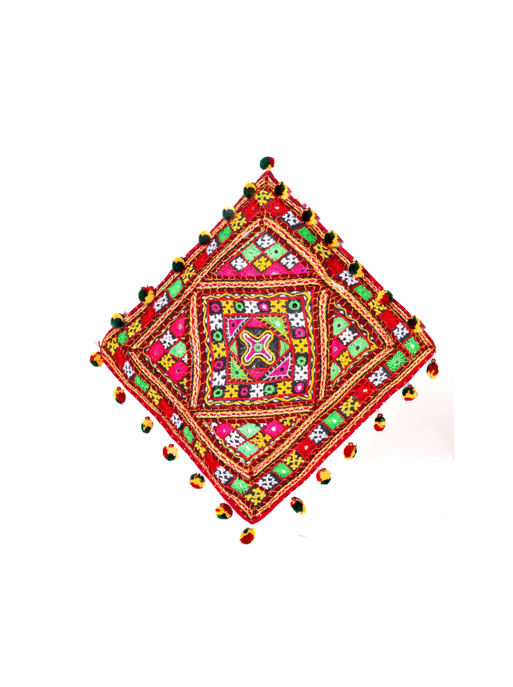 Kutchi Mirror Work Cushion Cover - Heritage Haat