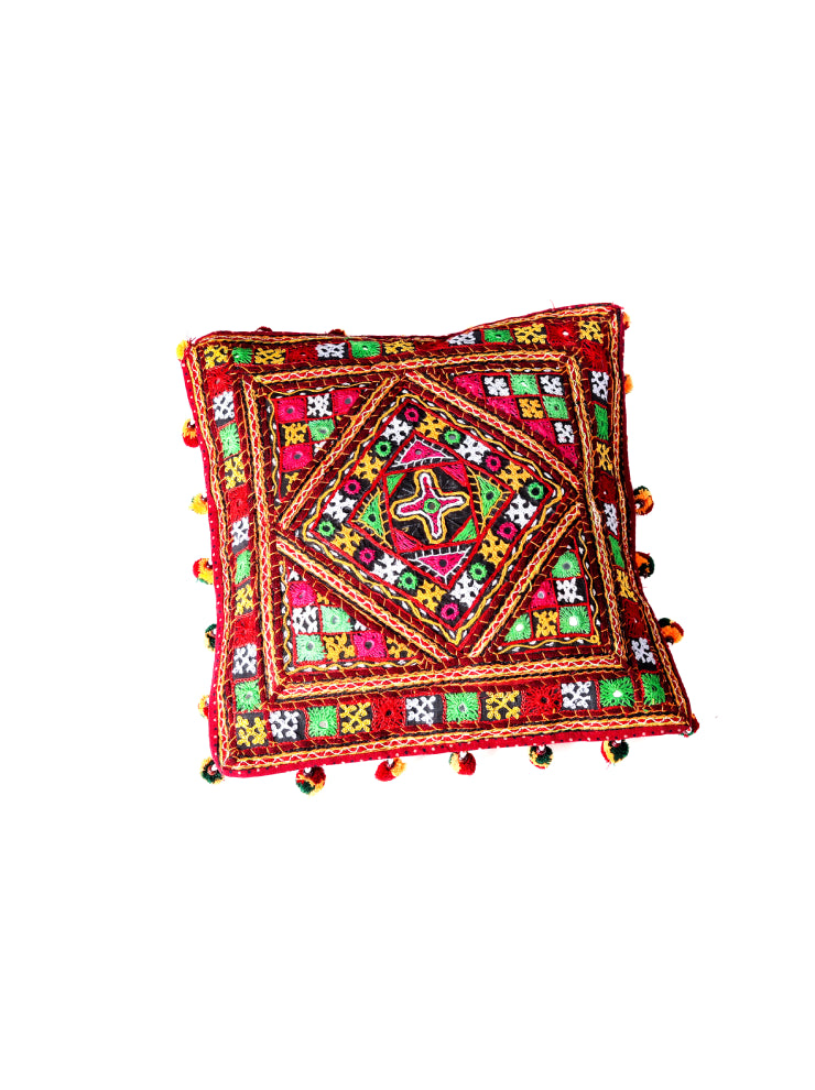 Kutchi Mirror Work Cushion Cover - Heritage Haat