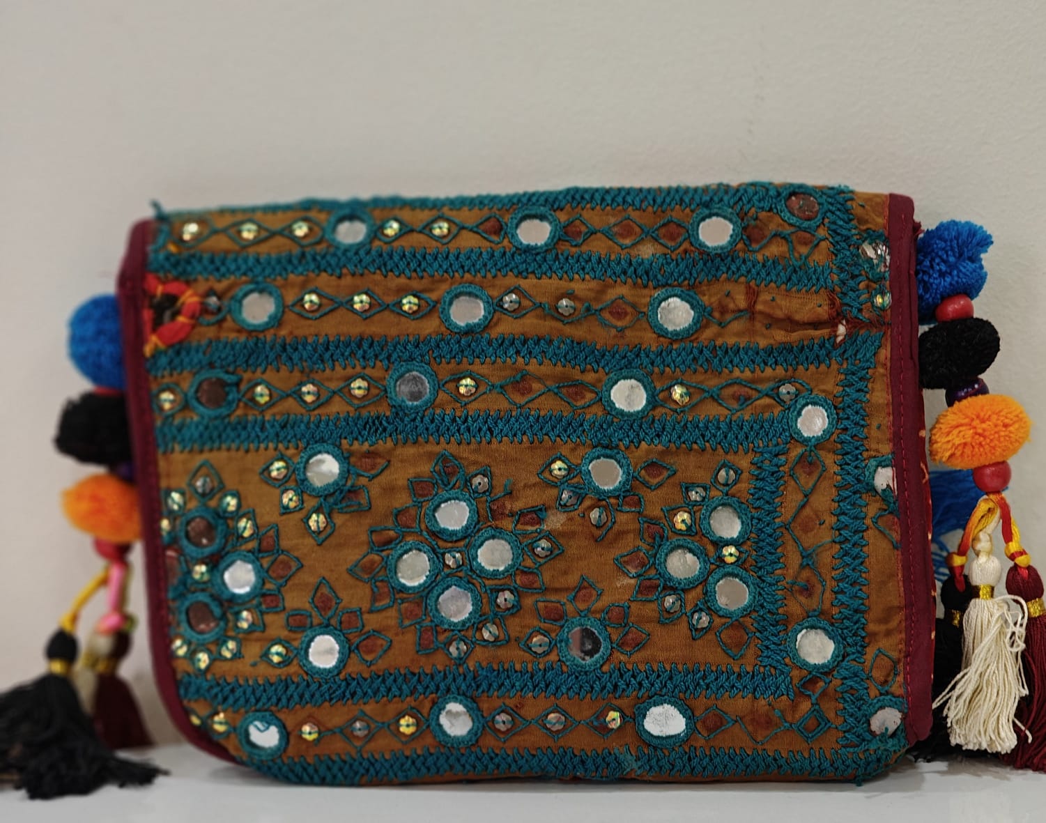 Hand-embroidered mirror work stylIsh Bag