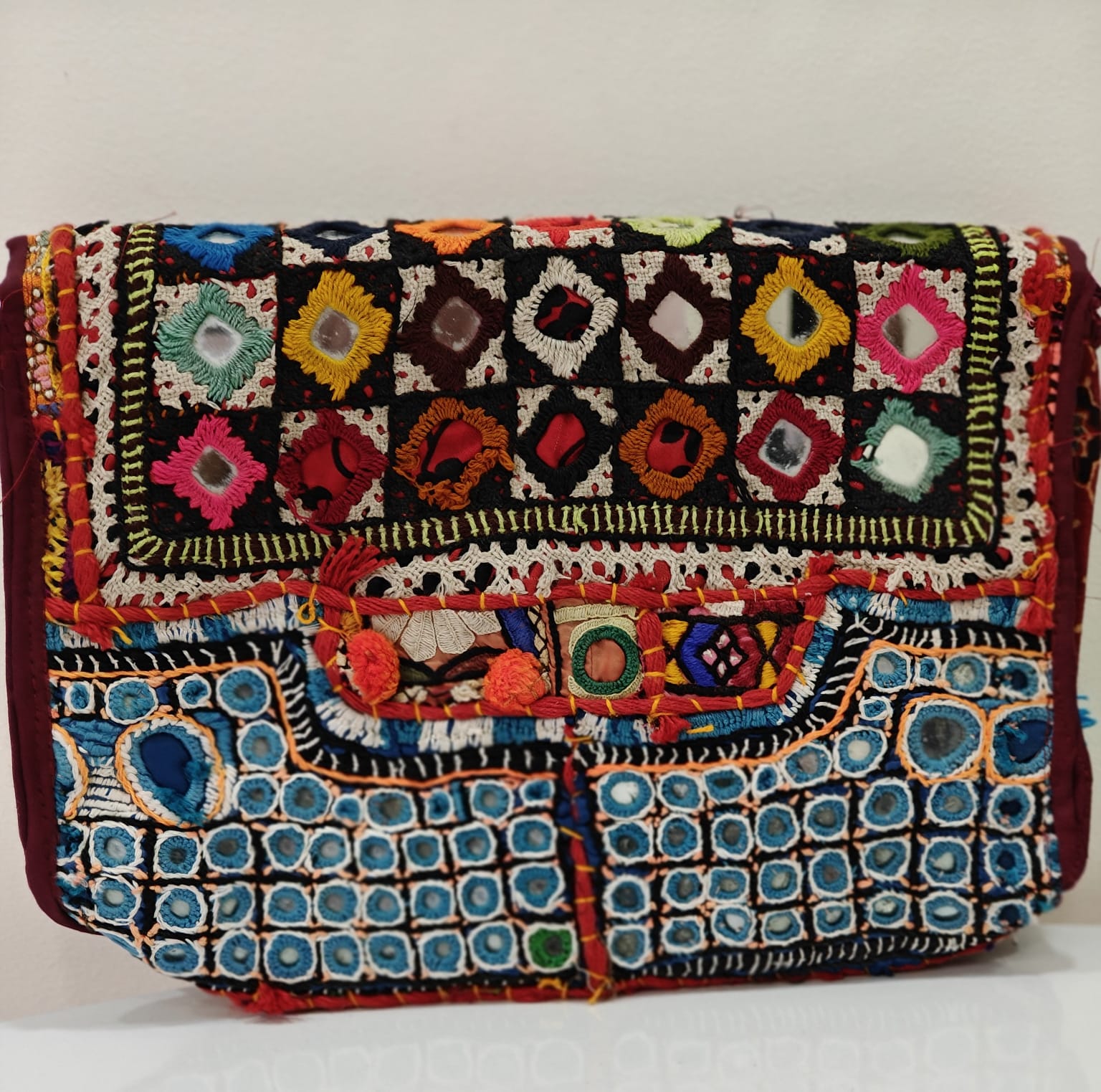 Hand-embroidered mirror work stylIsh Bag