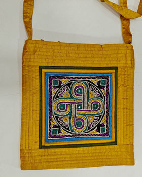 Handcrafted Mashru Silk Embroidered Square Sling Bag