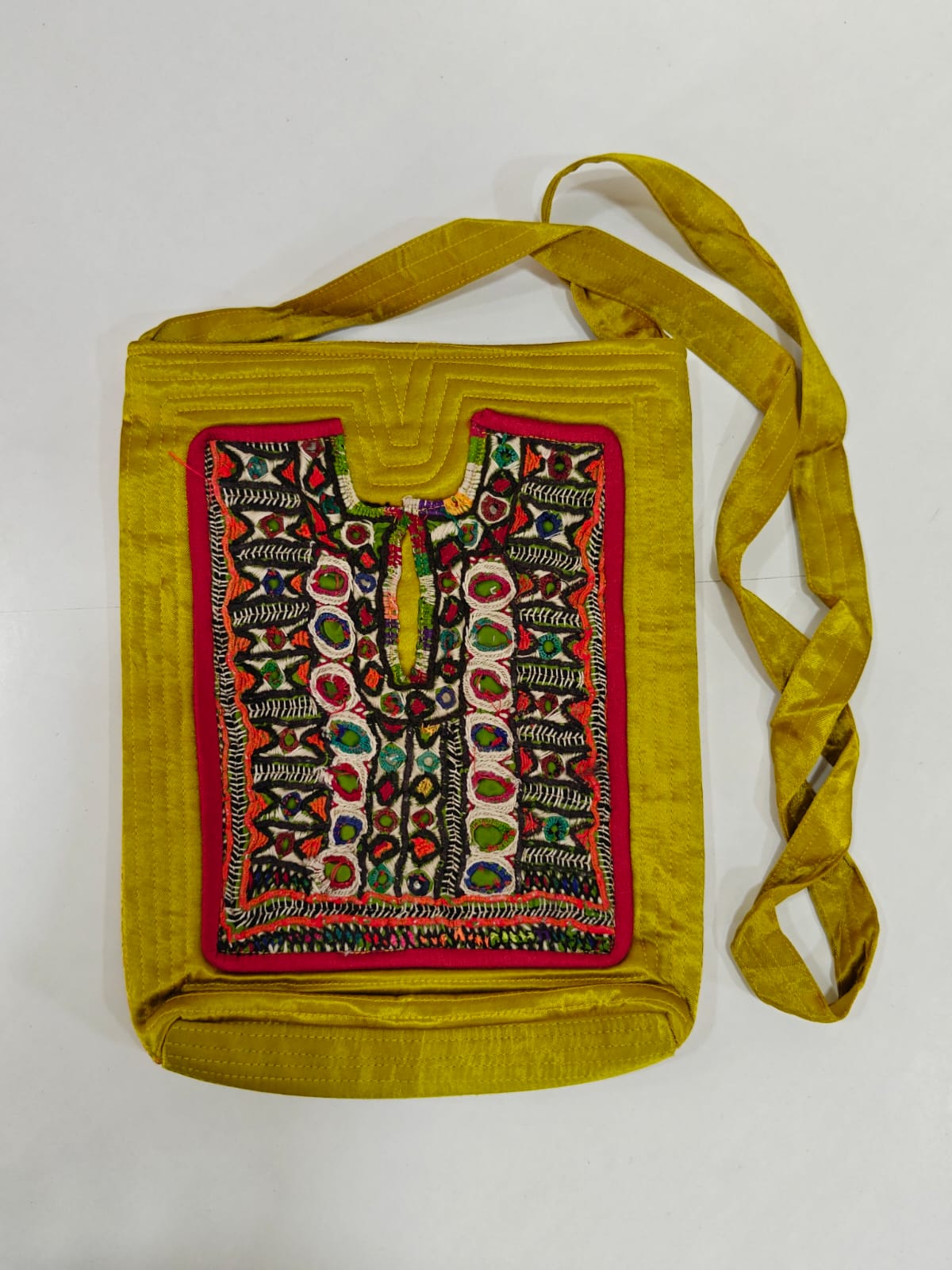 Mashru Silk Handcrafted Kutchi Mirror Work Sling Bag