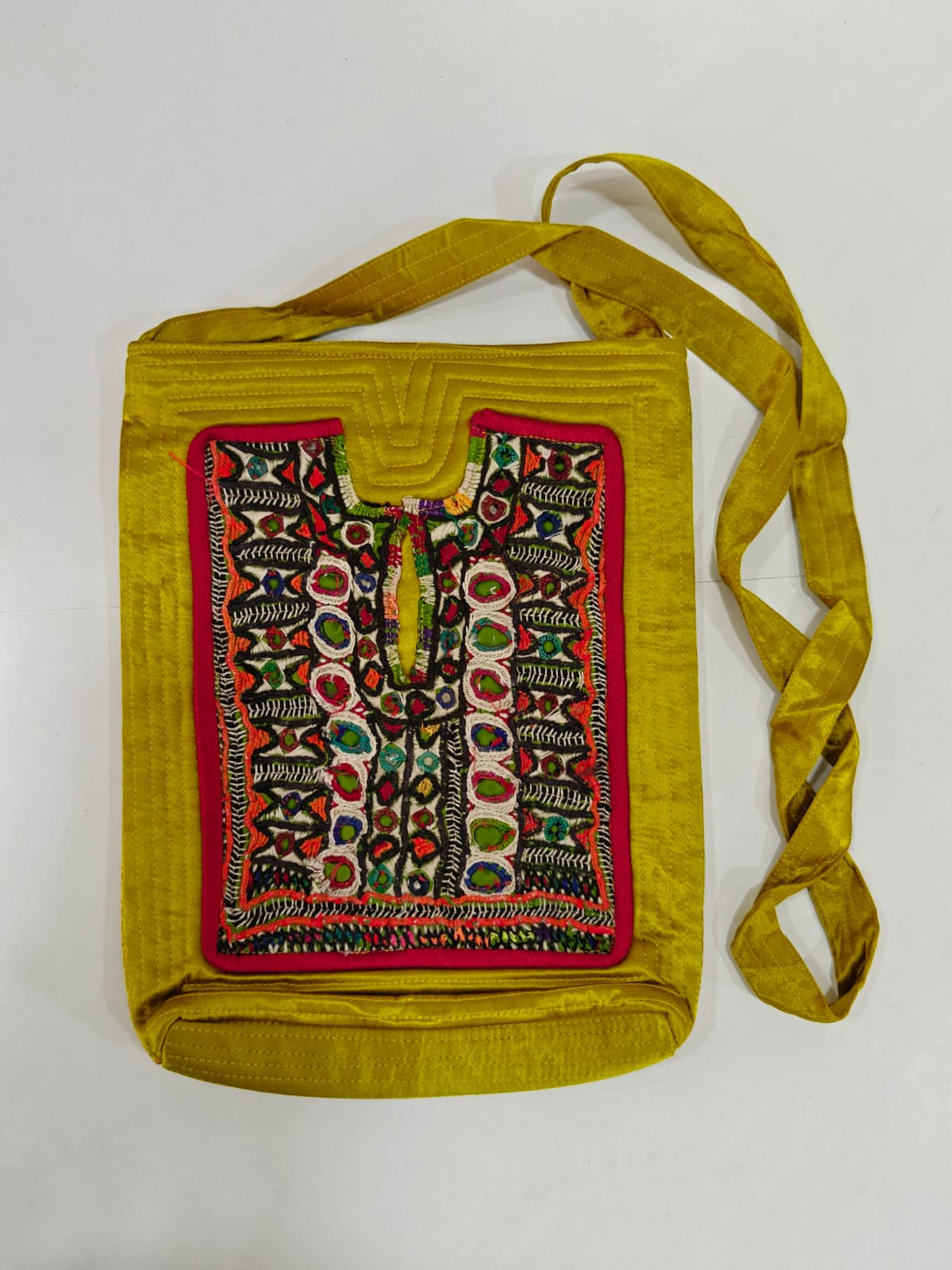 Mashru Silk Handcrafted Kutchi Mirror Work Sling Bag