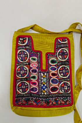 Handcrafted Kutchi Mirror Work Sling Bag – Mashru Silk