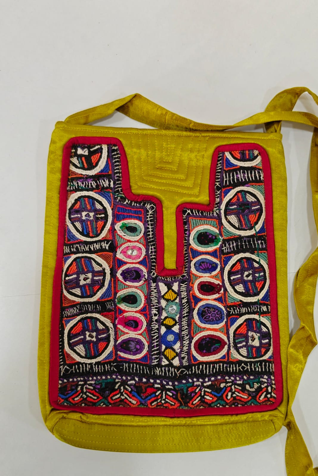 Handcrafted Kutchi Mirror Work Sling Bag – Mashru Silk