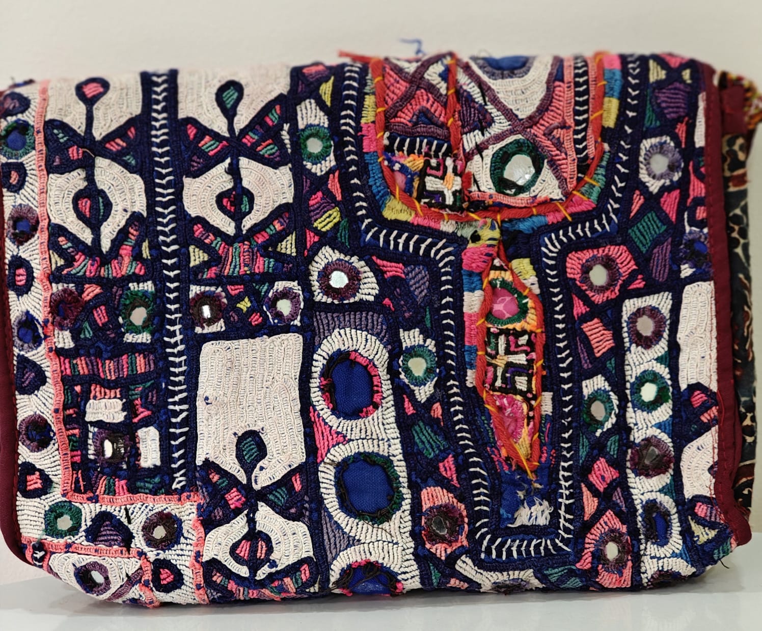 Handcrafted Kutchi Mirror Work Sling Bag with Tassels
