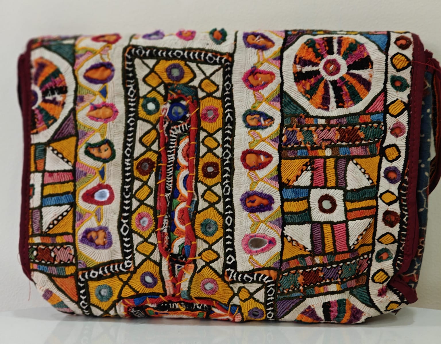 Handcrafted Kutchi Mirror Work Sling Bag with Tassels