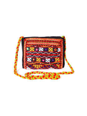 Handcrafted Kutch Embroidered Mini Sling Bag for Women | Mirror Work Crossbody - Heritage Haat