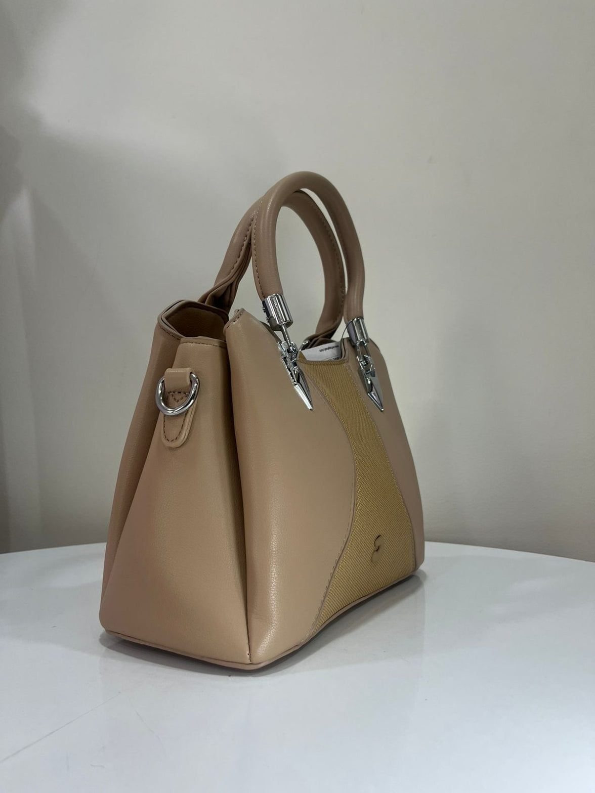 Elegant Sage Green Structured Handbag with Detachable Sling