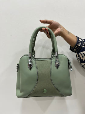 Elegant Sage Green Structured Handbag with Detachable Sling