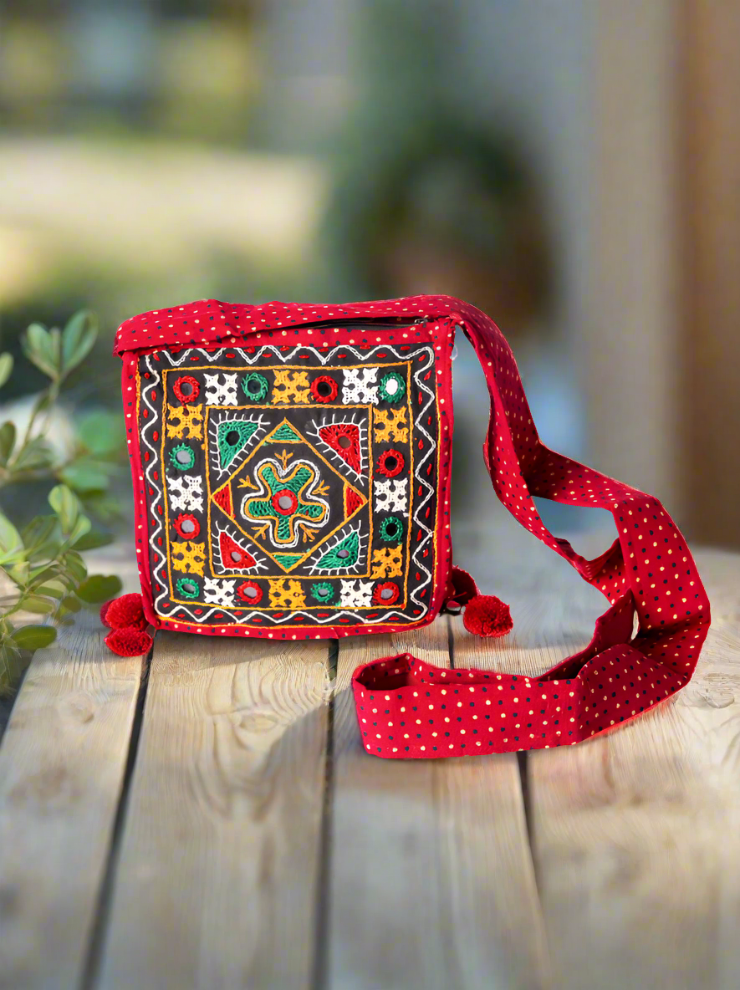 Handcrafted Classic Red Sling Bag