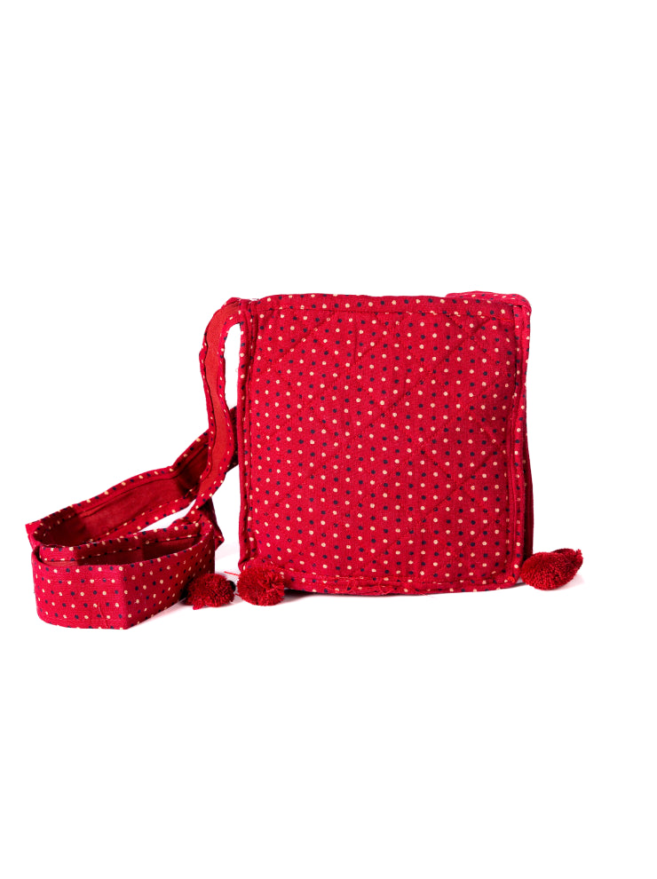 Handcrafted Classic Red Sling Bag - Heritage Haat