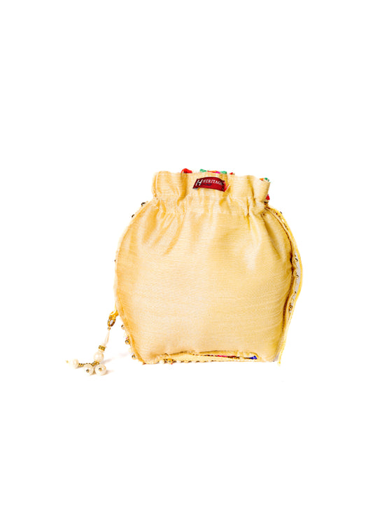 Elegant Embroidered Pearl Potli Bag