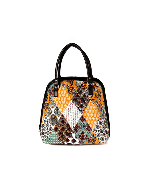 Ajrakh Multi-Color Convertible Handbag & Backpack