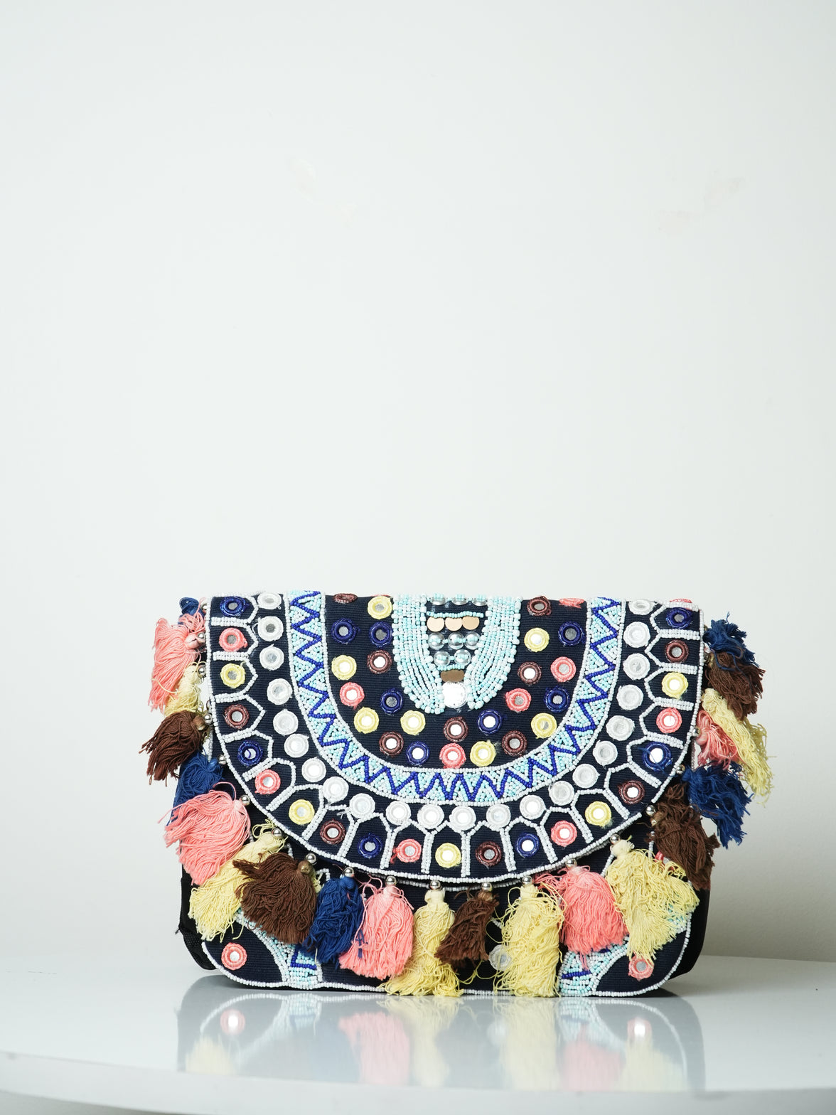Handcrafted Kutch Mirror Work & Multicolour Tassel Sling Bag – The Rangrez