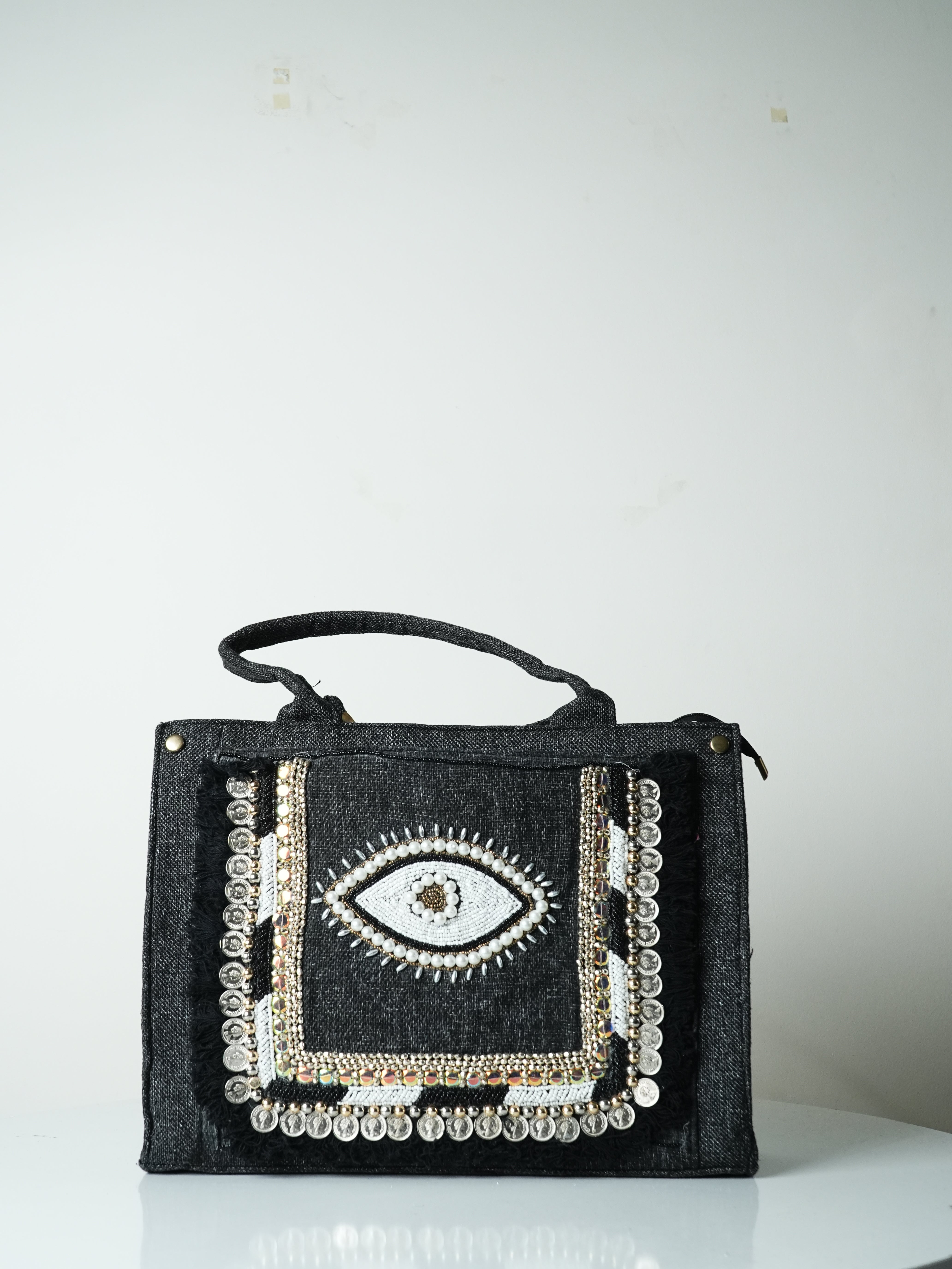 Handcrafted Banjara-Inspired Embellished Black Bag – The Drishti