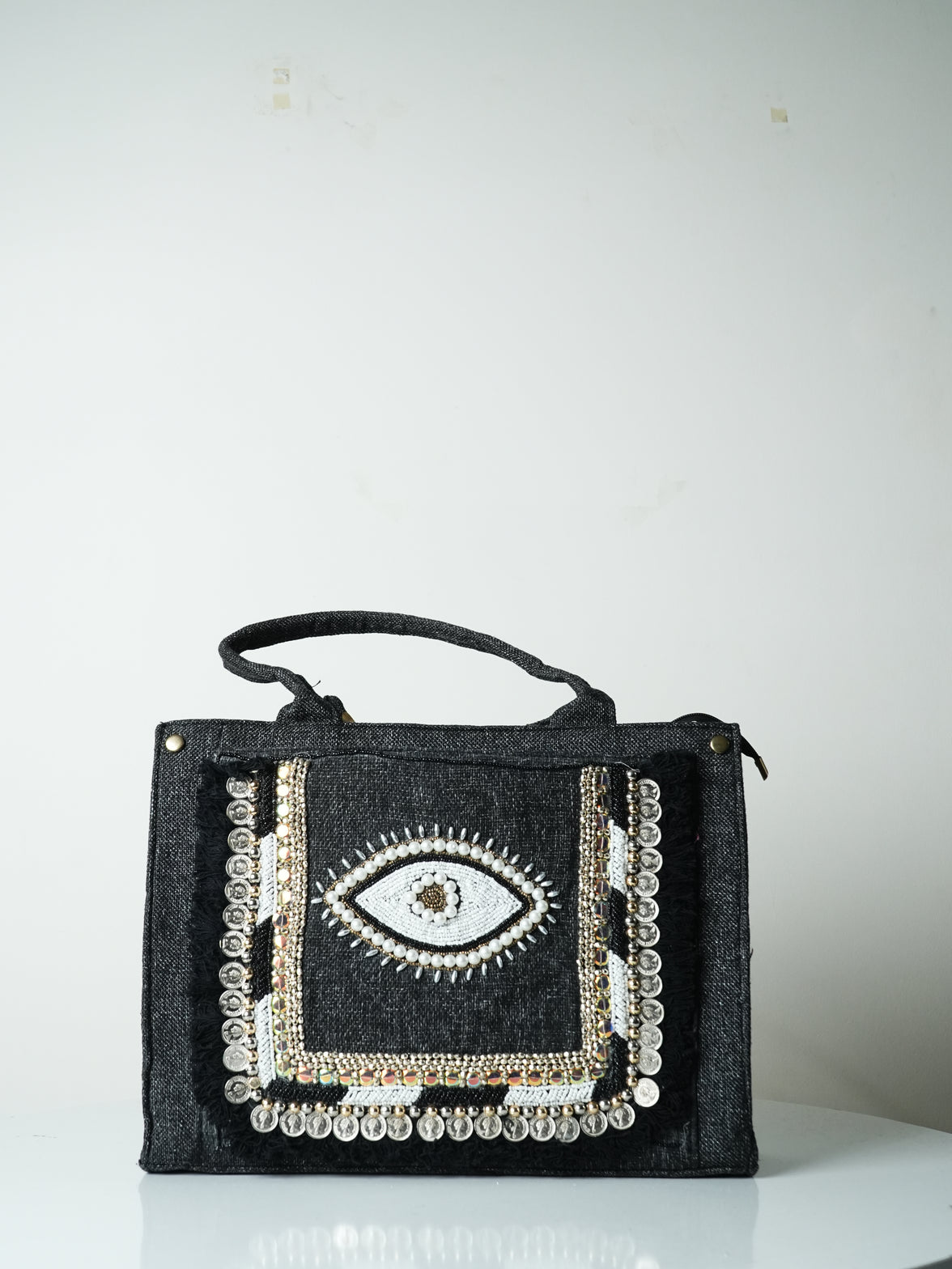 Handcrafted Banjara-Inspired Embellished Black Bag – The Drishti