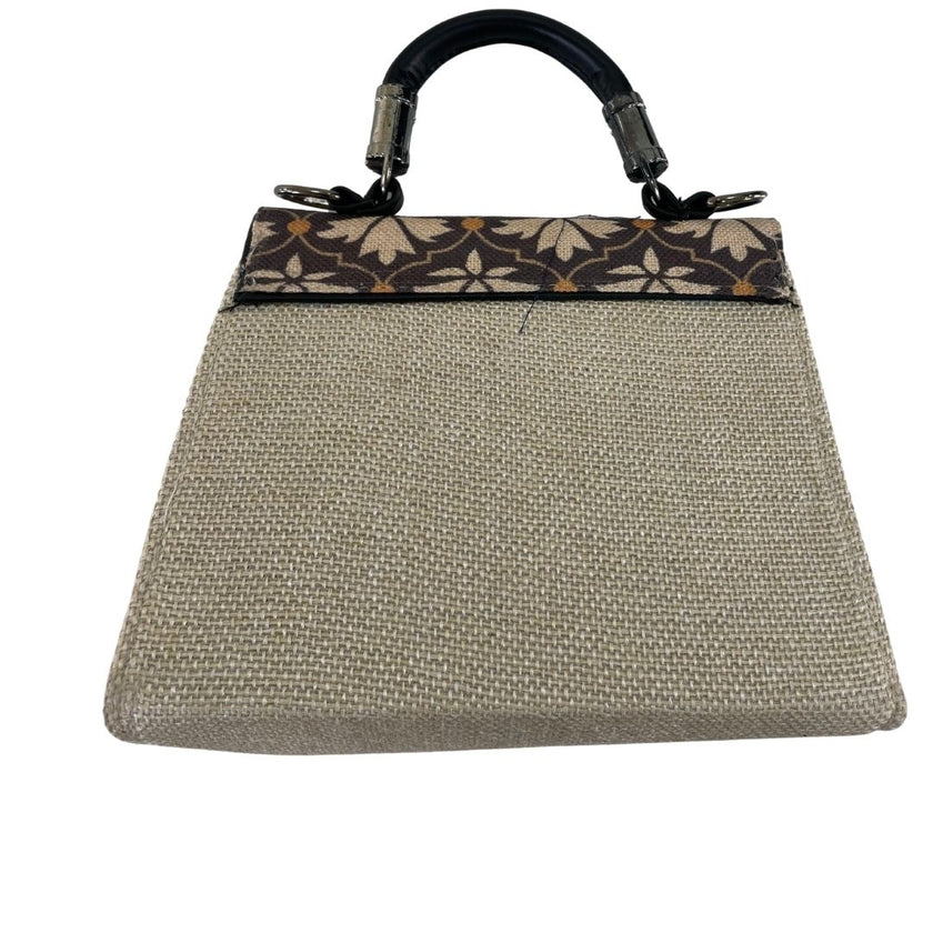 Vintage Lotus Charm: Jute & Jacquard Handheld Elegance