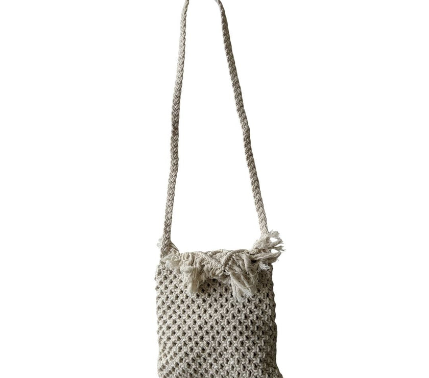Sun-Kissed Serenity: Macramé Fringe Sling Bag