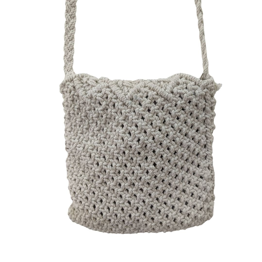 Sun-Kissed Serenity: Macramé Fringe Sling Bag - Heritage Haat