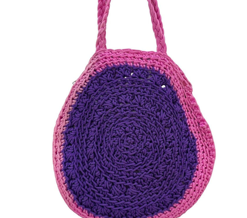 Hand-Crocheted Round Tote Bag – Candy Pop Edition