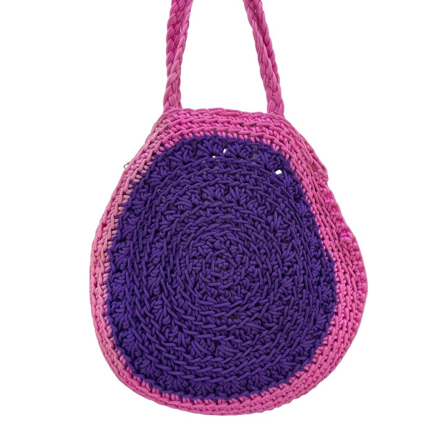 Hand-Crocheted Round Tote Bag – Candy Pop Edition