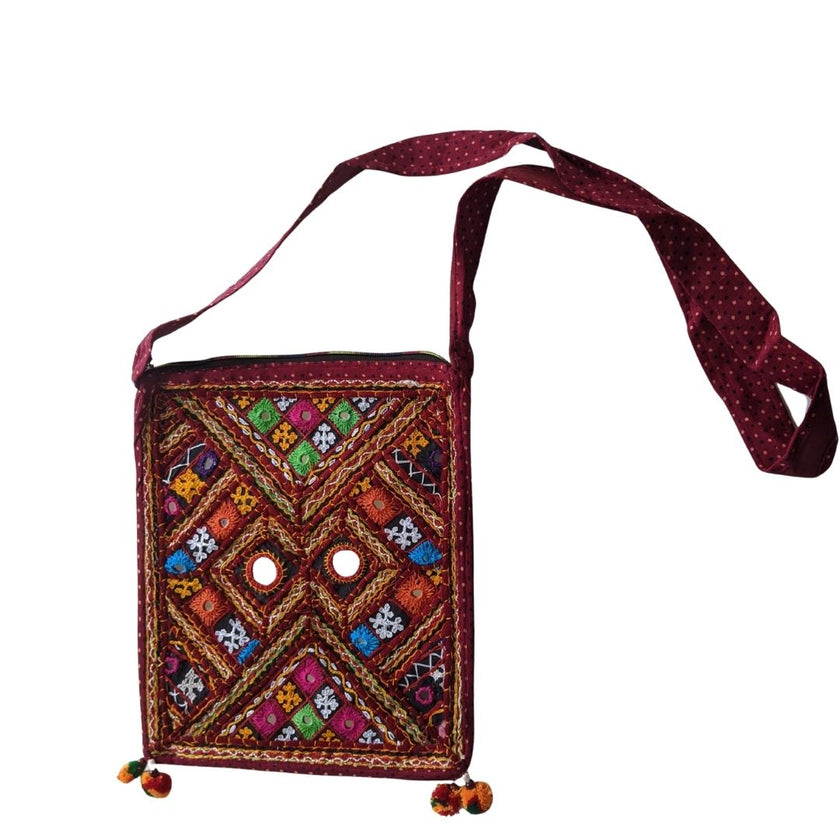 Handcrafted Kutchi Embroidered Square Sling Bag