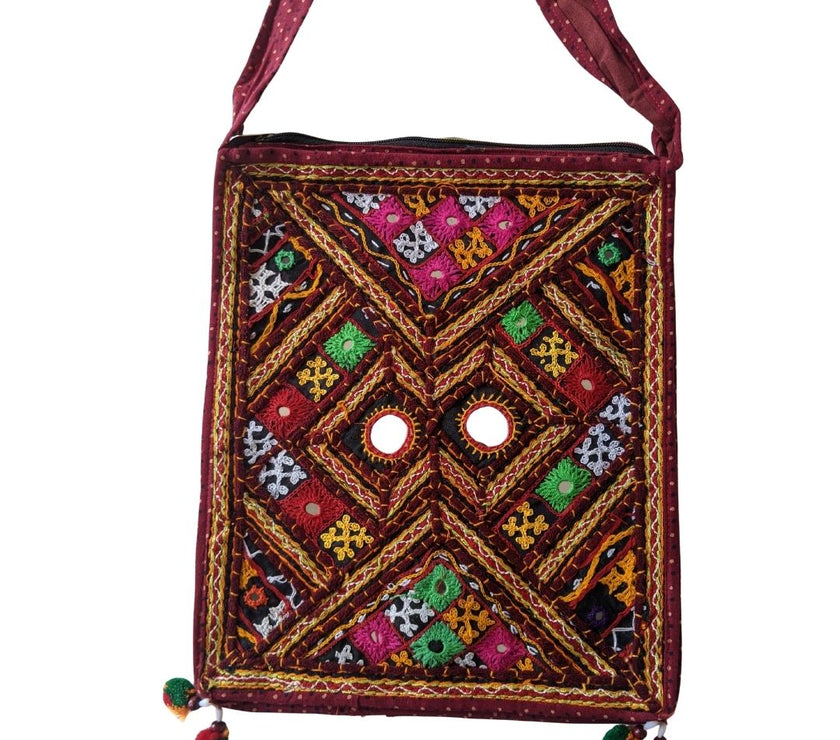 Handcrafted Kutchi Embroidered Square Sling Bag