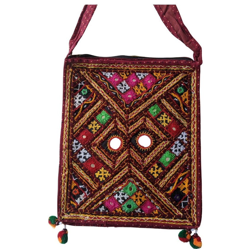 Handcrafted Kutchi Embroidered Square Sling Bag