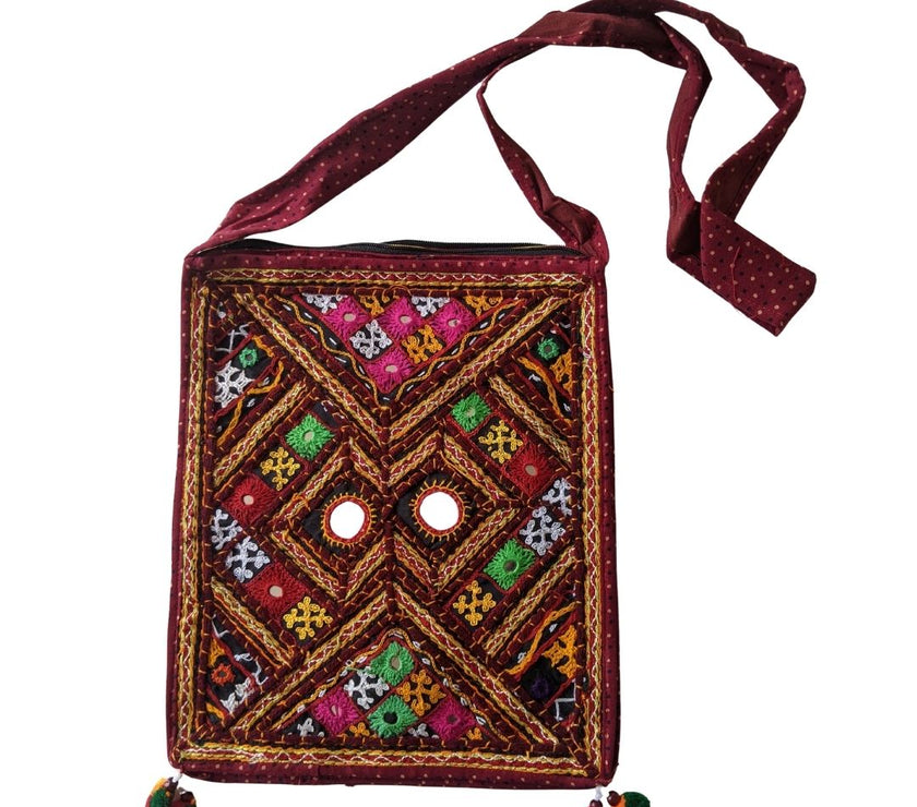 Handcrafted Kutchi Embroidered Square Sling Bag