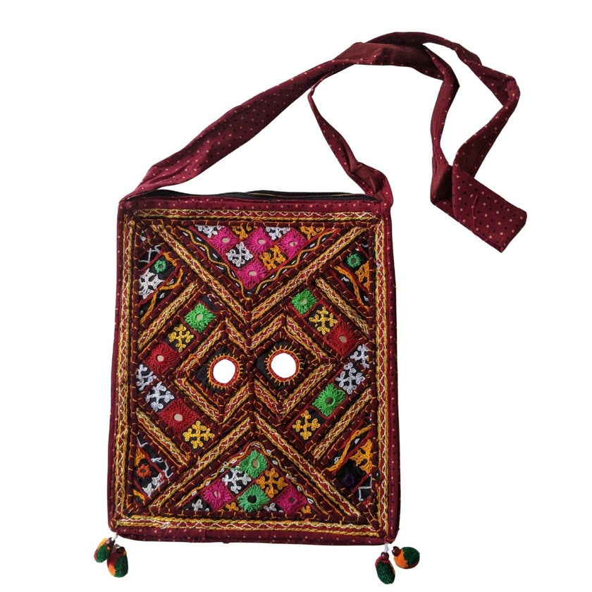 Handcrafted Kutchi Embroidered Square Sling Bag