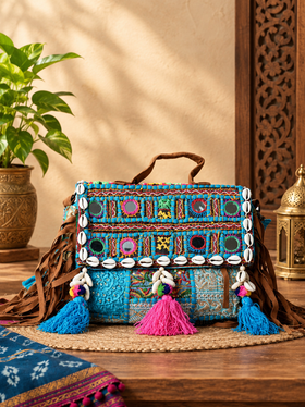 Handcrafted Vintage Kutchi Patchwork Tote Bag