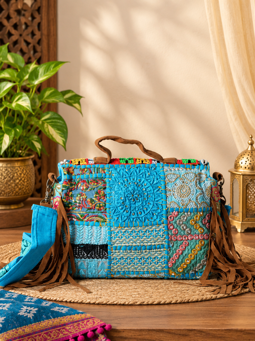 Handcrafted Vintage Kutchi Patchwork Tote Bag