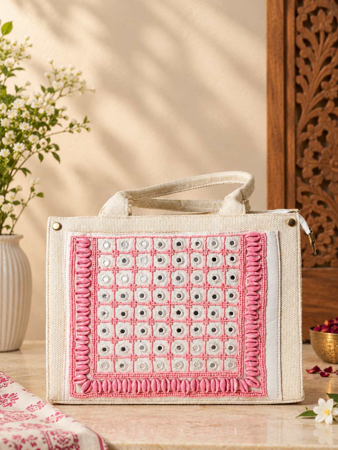 Handcrafted Banjara-Inspired Mirror Work Bag – The Gulabi