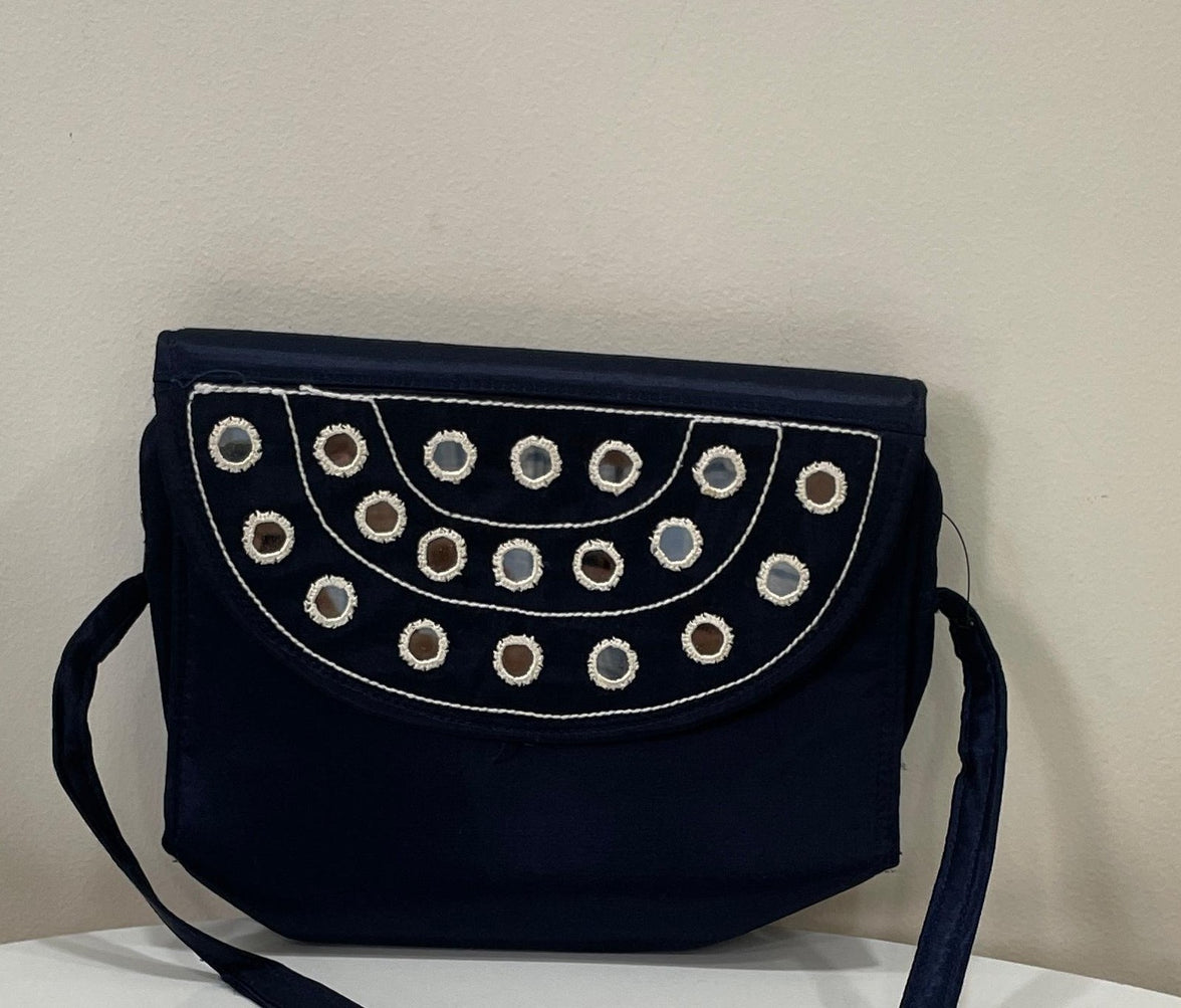 Handcrafted Kutchi Mirror Work Sling Bag – Mashru Silk