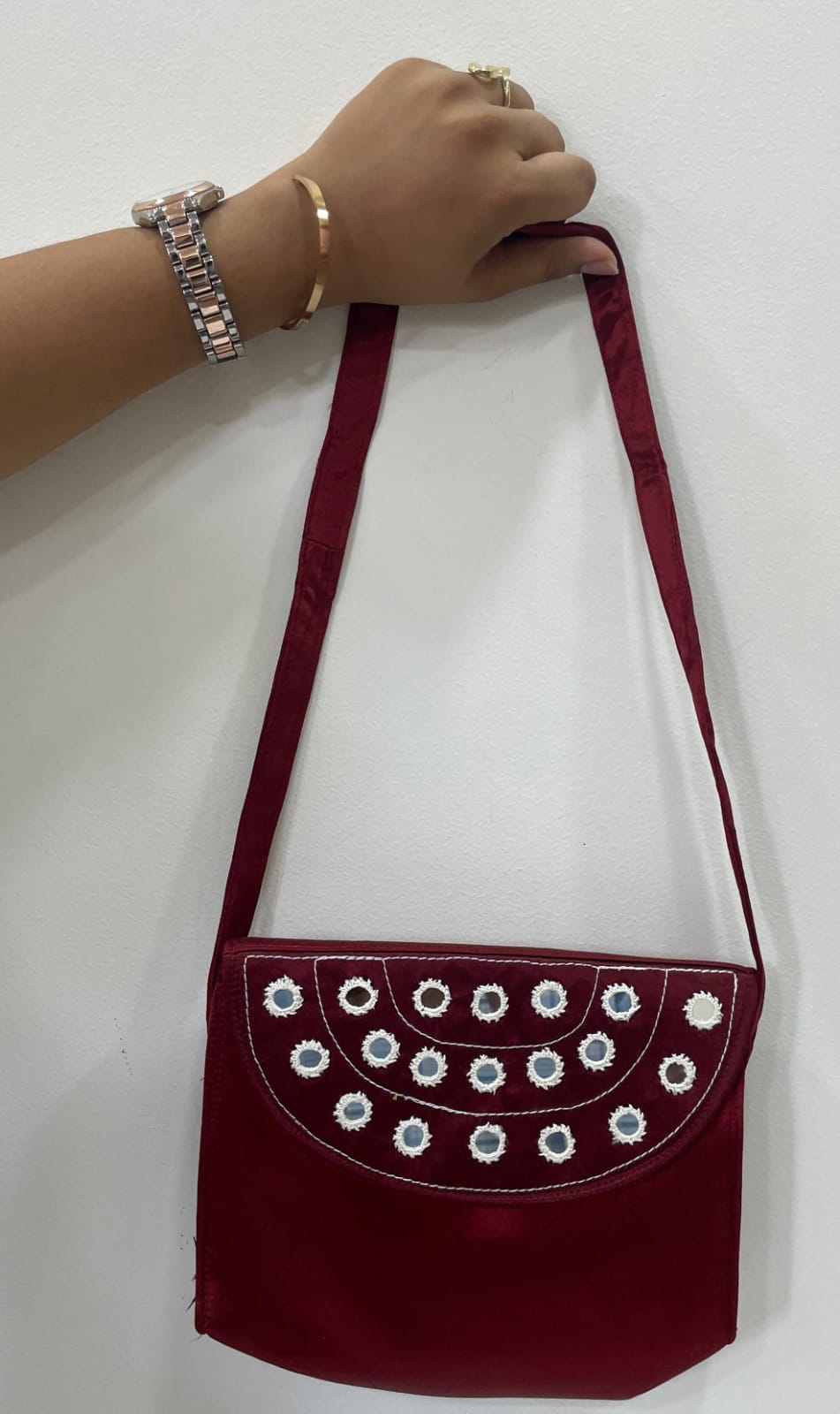 Handcrafted Kutchi Mirror Work Sling Bag – Mashru Silk