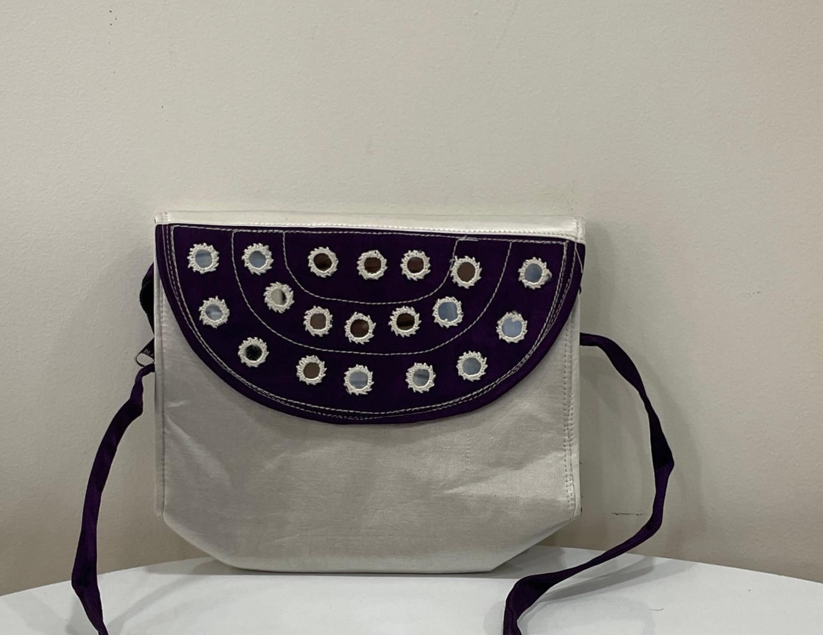 Handcrafted Kutchi Mirror Work Sling Bag – Mashru Silk