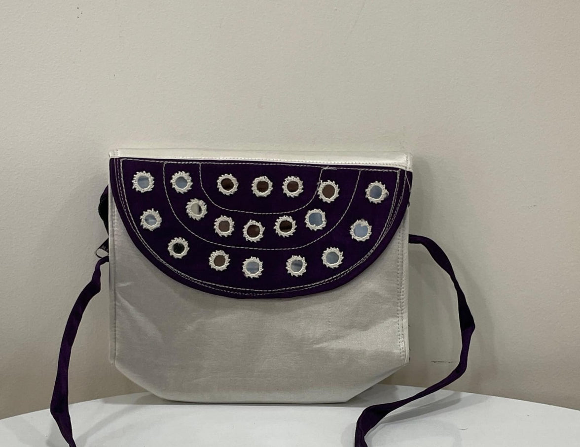 Handcrafted Kutchi Mirror Work Sling Bag – Mashru Silk