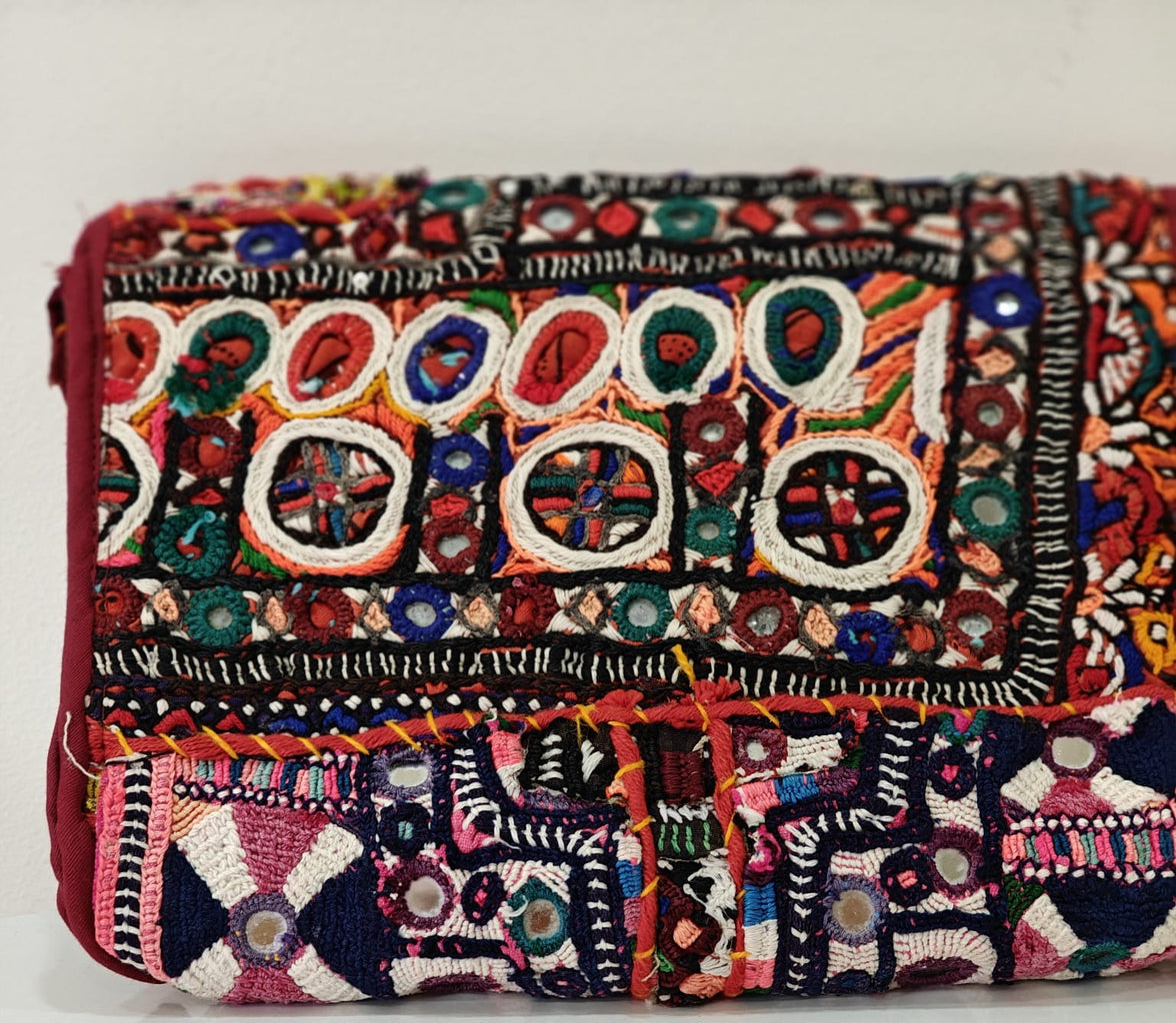 Handcrafted Kutchi Mirror Work Sling Bag with Tassels