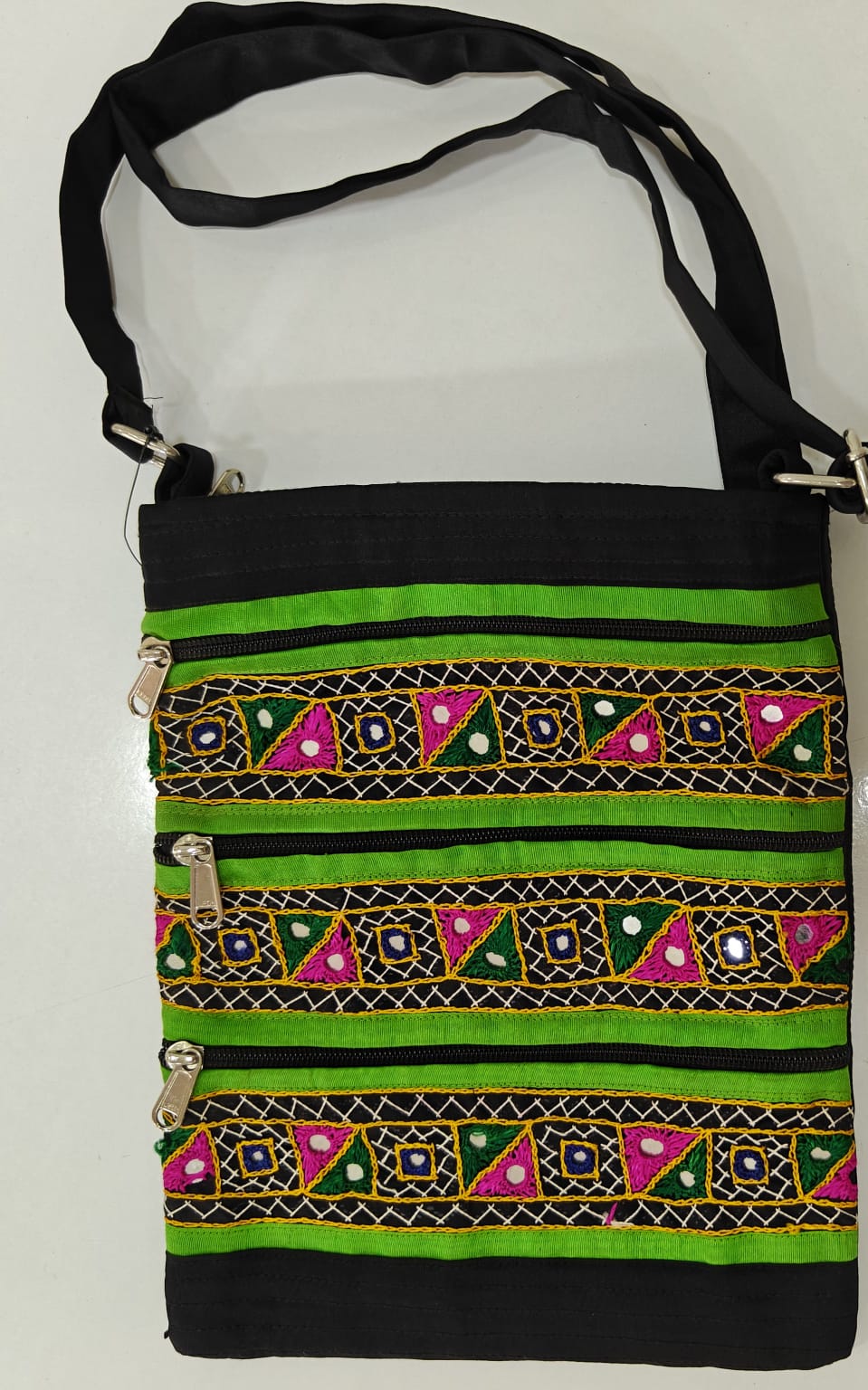 Handcrafted Kutchi Mirror Work Sling Bag – Mashru Silk