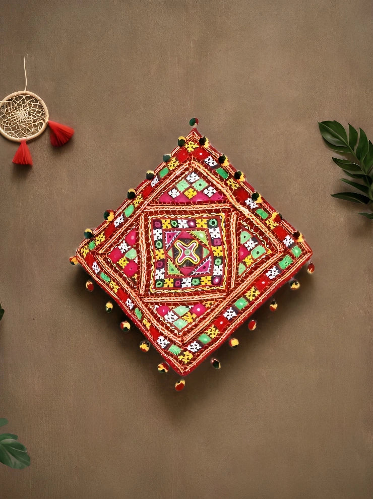 Kutchi Mirror Work Cushion Cover - Heritage Haat