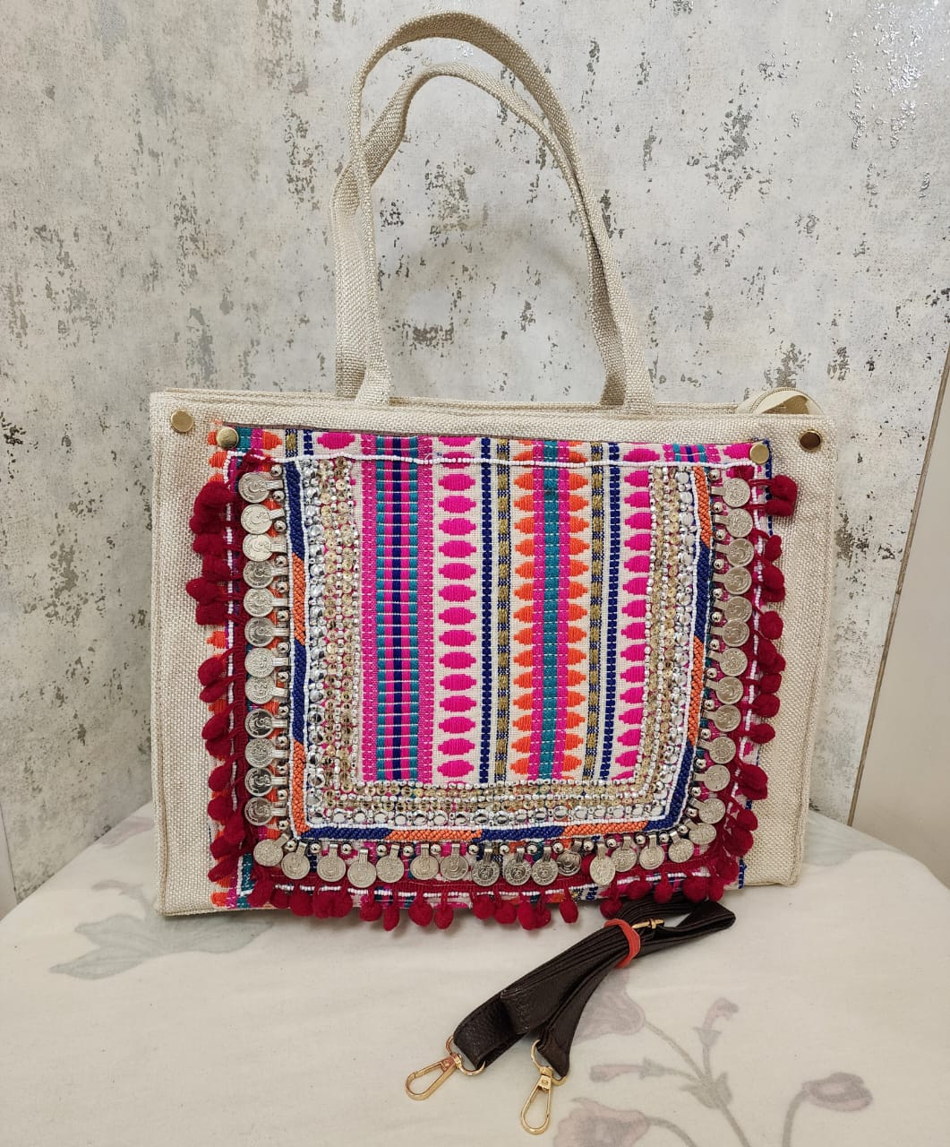 Test Handcrafted Kutch Boho Tote Bag for Women | Cowrie Shell & Mirror Work Shoulder Bag (Copy) - Heritage Haat