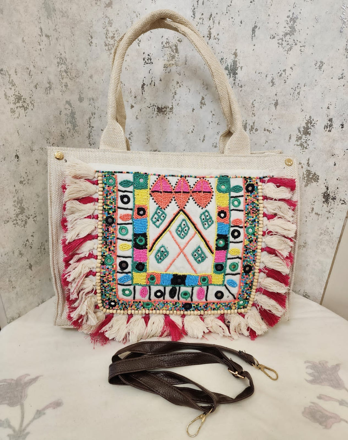 Test Handcrafted Kutch Boho Tote Bag for Women | Cowrie Shell & Mirror Work Shoulder Bag (Copy) - Heritage Haat