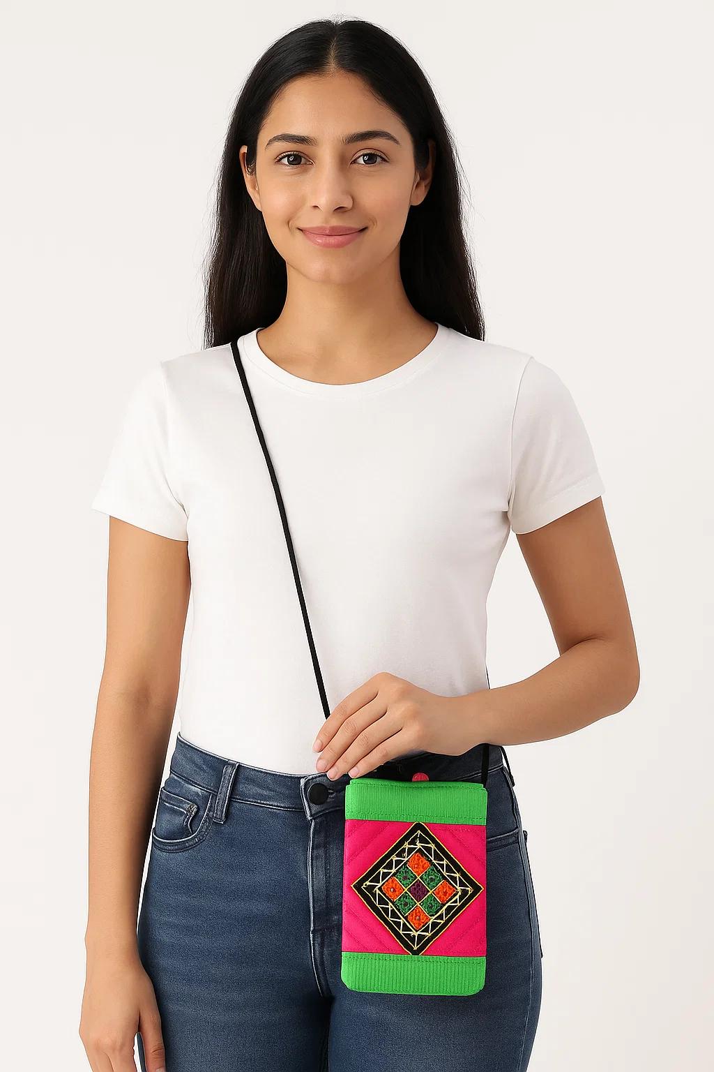 Dual-Color Mobile Sling Bag - Limited Edition - Only 3 Pcs - Heritage Haat