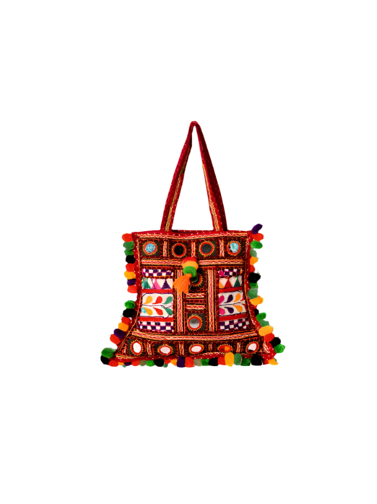 The Kutch Dream Bag : Mirror Work & Pom Poms Bag - Heritage Haat